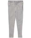 Polo Ralph Lauren Big Girls Washed French Terry Leggings In Light Grey Heather