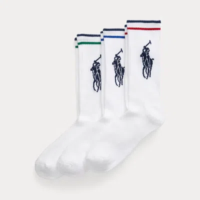 Polo Ralph Lauren Big Pony Athletic Crew Sock 3-pack In White