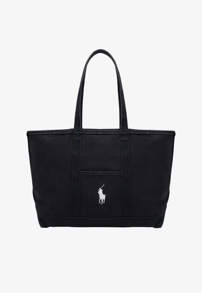 Polo Ralph Lauren Big Pony Canvas Tote Bag In Blue