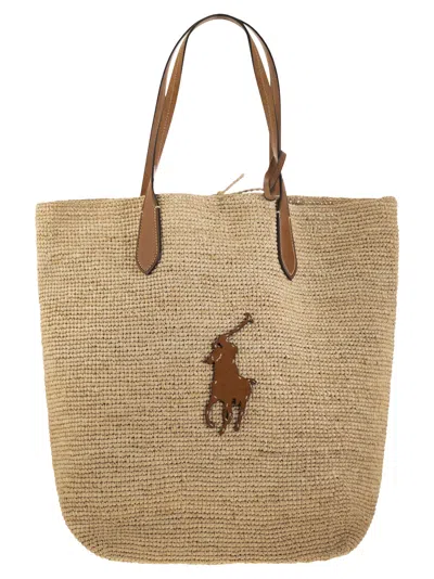 Polo Ralph Lauren Big Pony Canvas Tote In Natural/red
