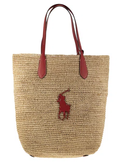 Polo Ralph Lauren Big Pony Canvas Tote In Red/natural