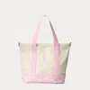 Polo Ralph Lauren Big Pony Cotton Canvas Tote In White/carmel Pink
