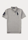 Polo Ralph Lauren Kids' Big Pony Cotton Mesh Polo Shirt In Andover Heather