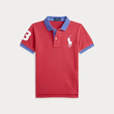 Polo Ralph Lauren Kids' Big Pony Cotton Mesh Polo Shirt In Nantucket Red