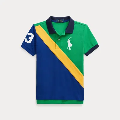 Polo Ralph Lauren Big Pony Cotton Mesh Polo Shirt In Stafford Green Multi