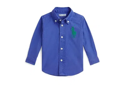 Polo Ralph Lauren Kids' Big Pony Cotton Oxford Shirt (infant) Boy's Clothing Iris Blue : 9 Months