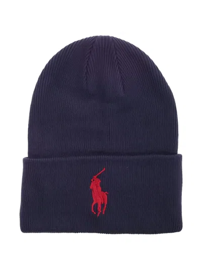 Polo Ralph Lauren Big Pony Cuff Beanie Hat In Blue
