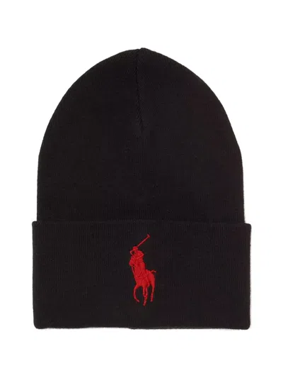 Polo Ralph Lauren Big Pony Cuff Beanie Hat In Brown