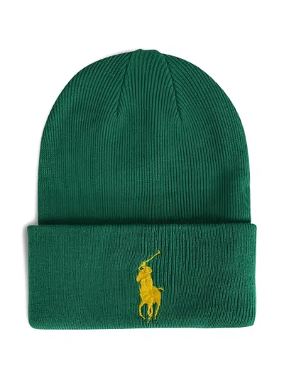 Polo Ralph Lauren Big Pony Cuff Beanie Hat In Green