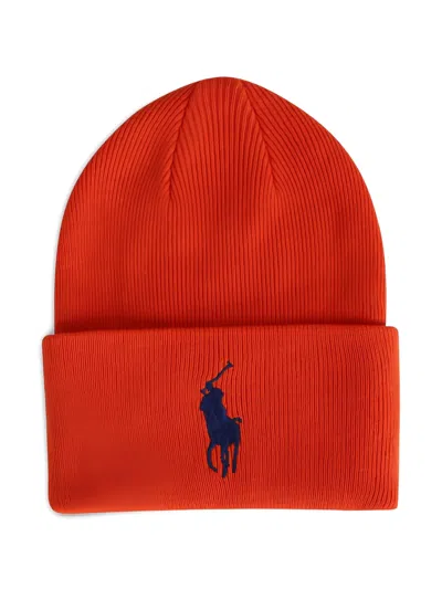 Polo Ralph Lauren Big Pony Cuff Beanie Hat In Red