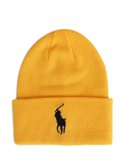 Polo Ralph Lauren Big Pony Cuff Beanie Hat In Yellow