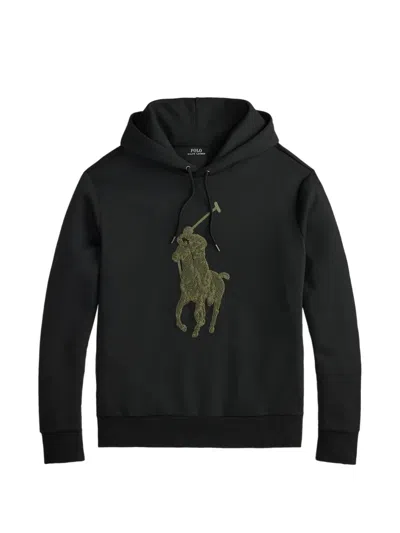 Polo Ralph Lauren Big Pony Double-knit Hoodie In Black