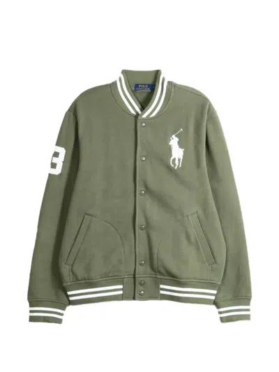 Polo Ralph Lauren Big Pony Fleece Baseball Jacket In Green