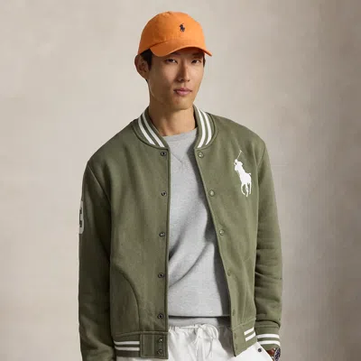 Polo Ralph Lauren Big Pony Fleece Baseball Jacket In Green