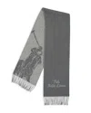 Polo Ralph Lauren Big Pony Jacquard Scarf In Med Grey/light Grey
