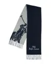 Polo Ralph Lauren Big Pony Jacquard Scarf In Navy/grey