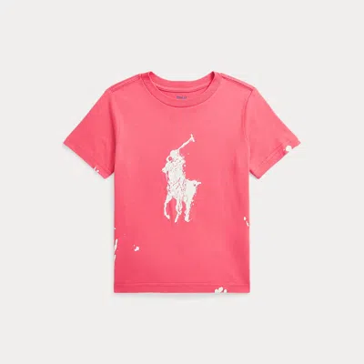 Polo Ralph Lauren Kids' Big Pony Paint-splatter-print Cotton Tee In Red Sky