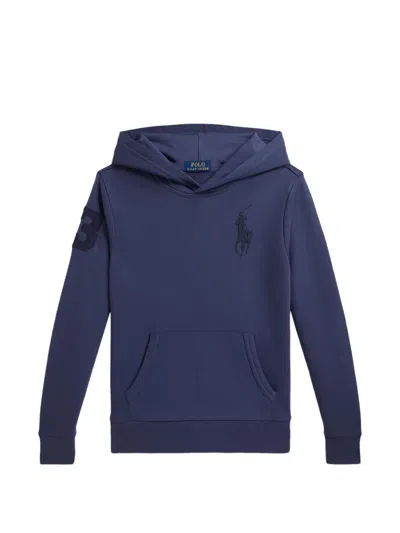 Polo Ralph Lauren Kids' Big Pony Patch Hoodie In Blue