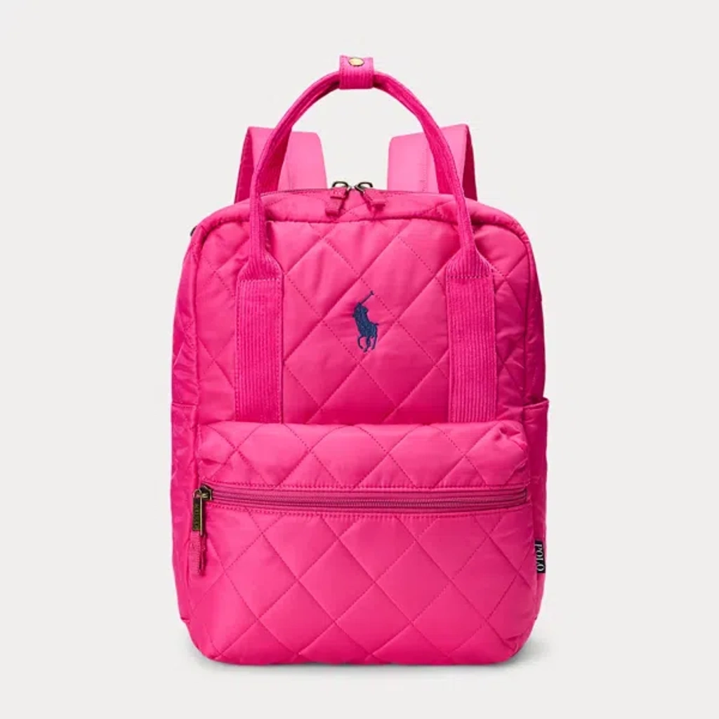 Polo Ralph Lauren Kids' Big Pony Quilted Backpack In College Pink