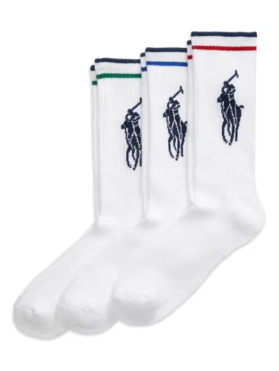 Polo Ralph Lauren Big Pony Socks (pack Of Three) In White