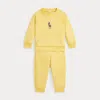 Polo Ralph Lauren Ralph Lauren Embroidered French Terry Sweatshirt & Joggers Set In Oasis Yellow/laguna Pink