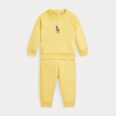 Polo Ralph Lauren Baby French Terry Sweatshirt & Pant Set In Yellow