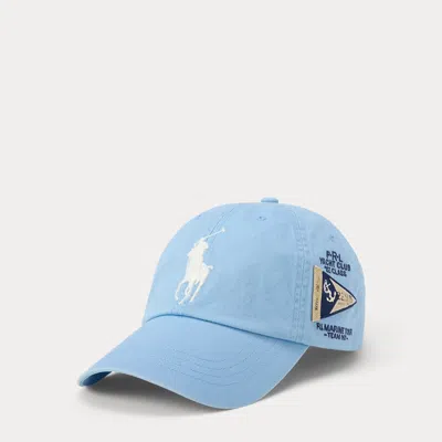 Polo Ralph Lauren Big Pony Twill Ball Cap In Powder Blue In White