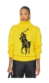 Polo Ralph Lauren Big Pony Wool Turtleneck Sweater In Yellow