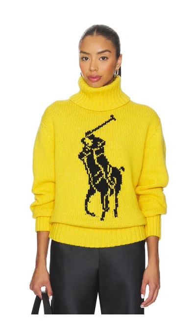 Polo Ralph Lauren Big Pony Wool Turtleneck Sweater In Yellow