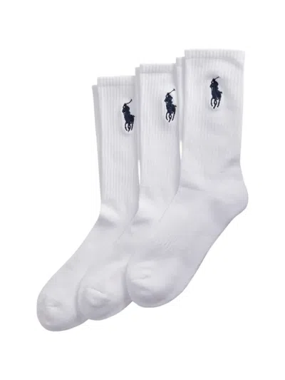 Polo Ralph Lauren Big-pony Crew Socks (set Of Three) In White