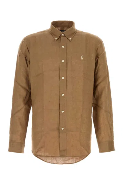 Polo Ralph Lauren Biscuit Linen Shirt In Brown