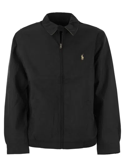 Polo Ralph Lauren Giacca A Vento Con Colletto Classico E Dettaglio Pony Sul Fronte In Cotone Nera Uomo In Black