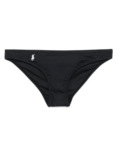 Polo Ralph Lauren Black Bikini Bottoms With Logo In Black/black