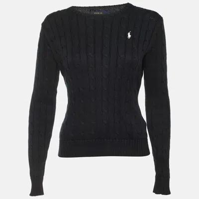 Pre-owned Polo Ralph Lauren Black Cable Knit Long Sleeve Sweater S