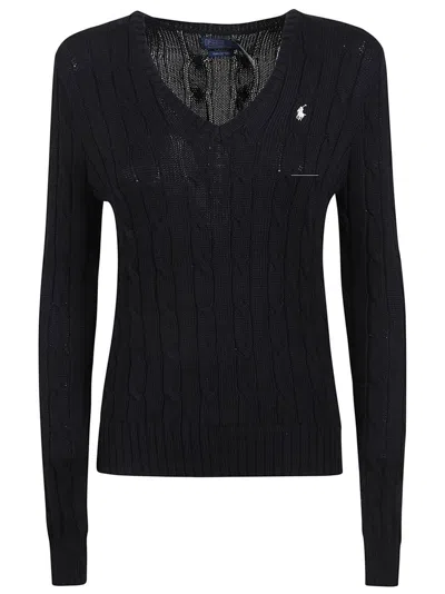 Polo Ralph Lauren Black Cable-knit Sweater In Blue