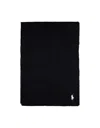 Polo Ralph Lauren Black Cable-knit Wool-cashmere Scarf In Black