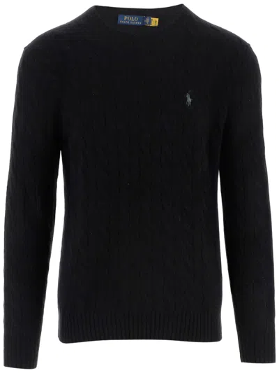Polo Ralph Lauren Black Cable-knit Wool Cashmere-blend Sweater