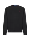 Polo Ralph Lauren Black Crewneck Sweatshirt With Pony Embroidery In Cotton Blend Man