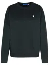 Polo Ralph Lauren Black Cotton Sweatshirt With Iconic Pony Logo In Black