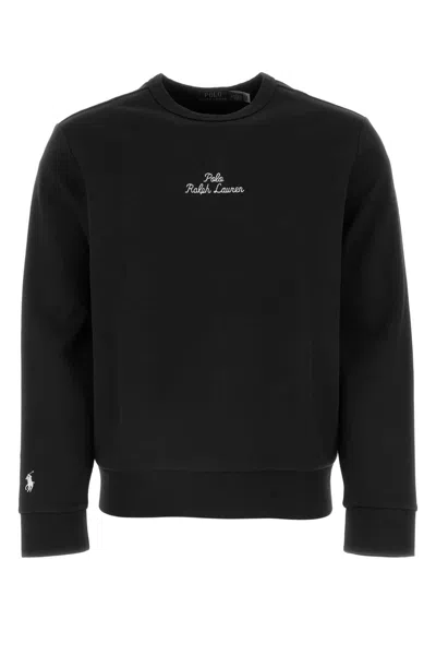 Polo Ralph Lauren Black Cotton Blend Sweatshirt In Aviatornavy