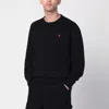 Polo Ralph Lauren Black Crewneck Sweatshirt With Pony Embroidery In Cotton Blend Man