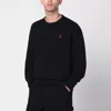 Polo Ralph Lauren Black Crewneck Sweatshirt With Pony Embroidery In Cotton Blend Man