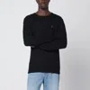 Polo Ralph Lauren Black Cotton Cable Knit Sweater In Black