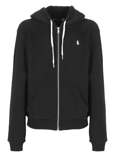 Polo Ralph Lauren Embroidered-logo Pullover Hoodie In Polo Black