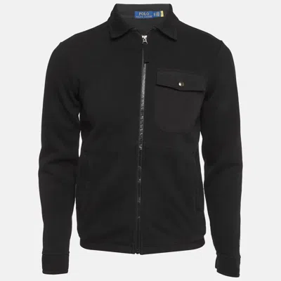 Pre-owned Polo Ralph Lauren Black Cotton Knit Zip Up Jacket Xs