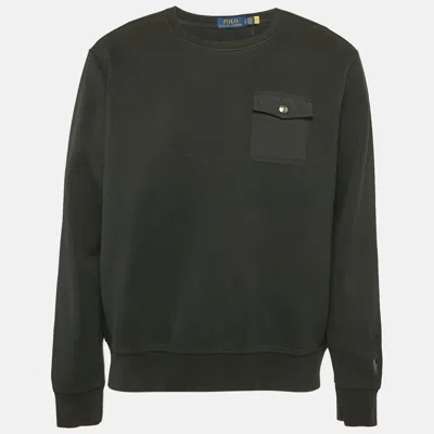 Pre-owned Polo Ralph Lauren Black Cotton Pocket Detail Crew Neck Sweatshirt L