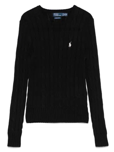 Polo Ralph Lauren Cotton Cable-knit Slim-fit Sweater In Black