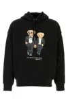 Polo Ralph Lauren Hooded Sweatshirt Featuring Bear Graphic And Ribbed Cuffs In Black