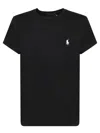 Polo Ralph Lauren Black Crewneck T-shirt With Contrasting Logo Embrodery In Black