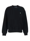 Polo Ralph Lauren Black Crew Neck Sweatshirt With Dropped Shoulders And Embroidered Pony On The Front In Cotton Blend  In Black